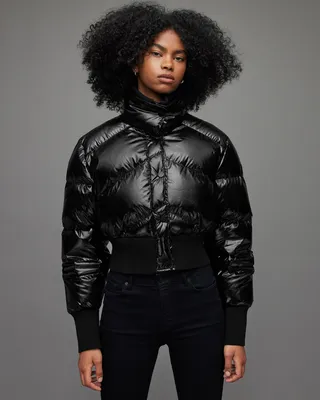 Navie Cropped Puffer Jacket - Black