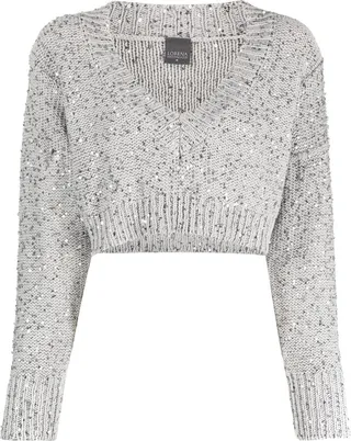 V-neck cropped jumper