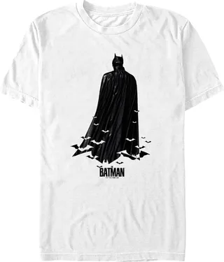 Men's The Batman Silhouette Bats T-Shirt - White - Medium