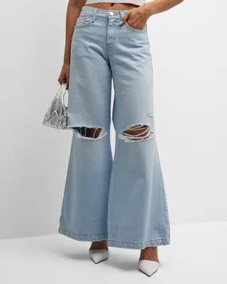Alston Distressed Wide-Leg Jeans