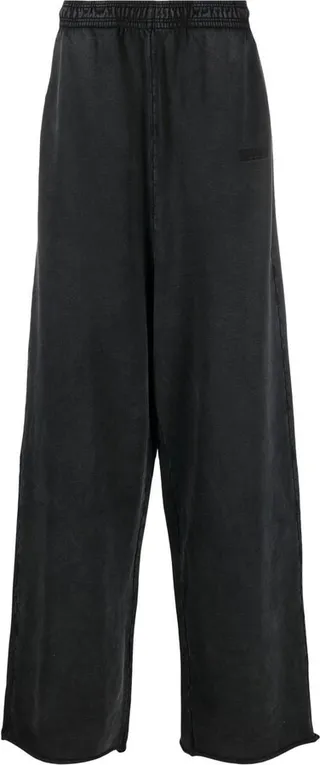 Faded-Effect Wide-Leg Trousers