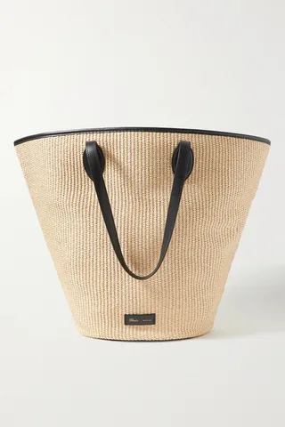 Khaite - Osa Leather-trimmed Raffia Tote - Neutrals
