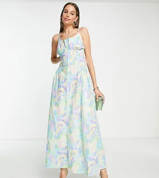 ASOS DESIGN Tall strappy back gathered waist maxi dress