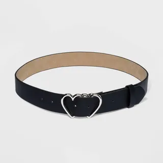 Women's Fable Double Heart Metal Buckle Belt - Wild Fable™ Black S