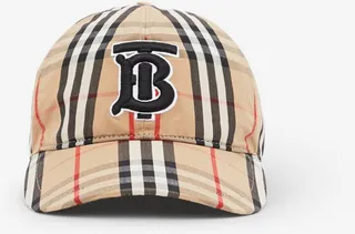 Burberry Monogram Motif Vintage Check Cotton Baseball Cap