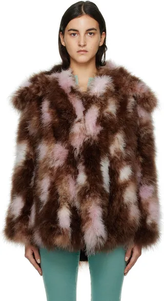 16Arlington Brown & Pink Genoa Feather Coat