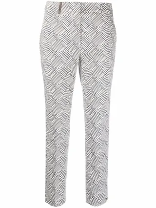 Graphic-Print Cropped Trousers