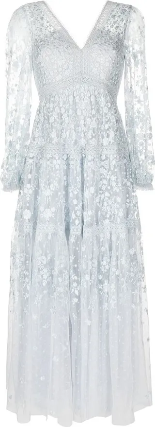 Celestia embroidered V-neck midi dress