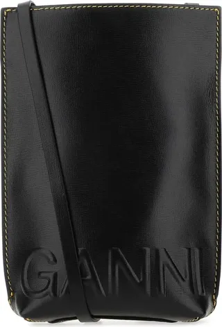 Ganni Logo Embossed Strapped Crossbody Bag