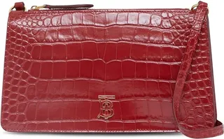 TB plaque embossed leather mini bag