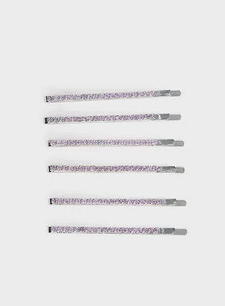 6 Pack Of Diamante Hair Pins