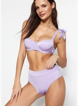 Lilac High Waist Bikini Bottoms with Normal Legs TBESS22BA0131