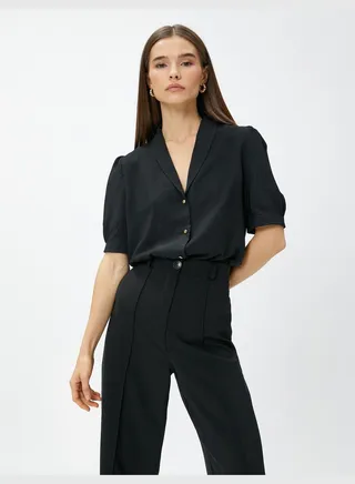 Mini Neck Puff Sleeve Shirt
