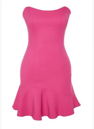 Fuchsia Fitted Woven Flounce Elegant Evening Dress