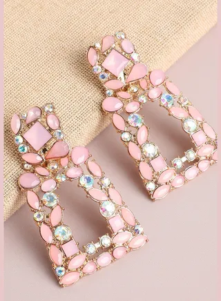 Gold Plated Designer Stone Drop Earring