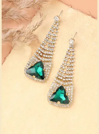 Gold Plated Designer Stone Party Drop Earring For Women