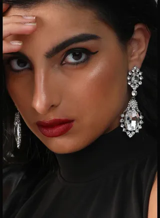 Silver Plated Designer Stone Party Drop Earring For Women