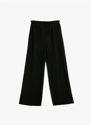 Trousers Wide Leg Relax Cut Elastic Waistband
