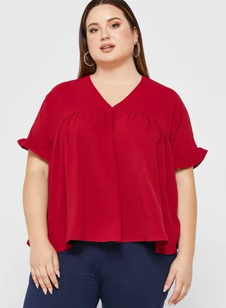 Solid Frill Detail Top