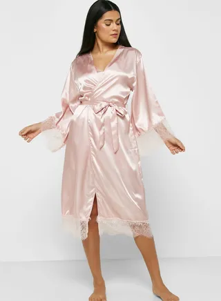 Lace Trim Night Robe
