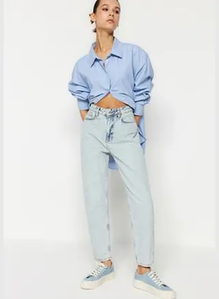 Light Blue High Waist Mom Jeans