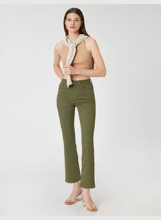 Flare Crop Leg Skinny Fit Denim Trousers - Victoria Jean
