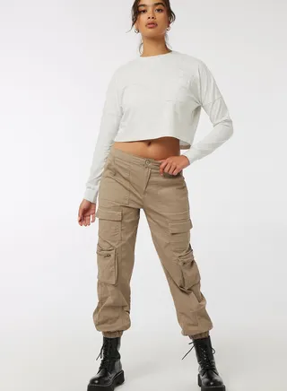Zip Detail High Waist Joggers
