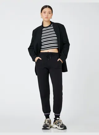 Ribbed Drawstring Jogger Sweatpants