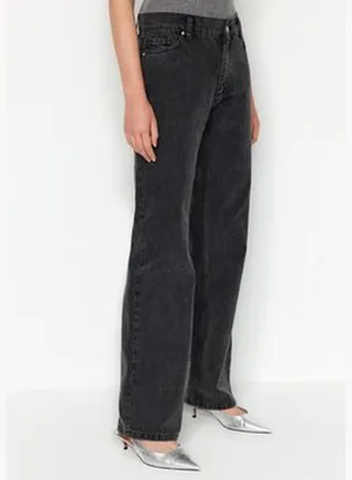 Anthracite Low Waist Wide Leg Jeans TWOAW23JE00566