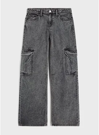 Kids Wide Leg Cargo Jeans
