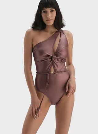 One Shoulder Cut Out Swimsuit