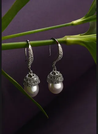 Silver Plated Designer Drop Earring