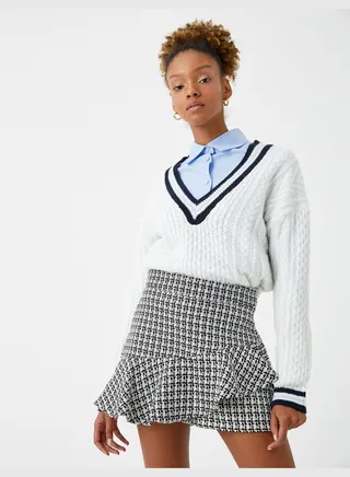 Tweed Skort Mini Ruffle