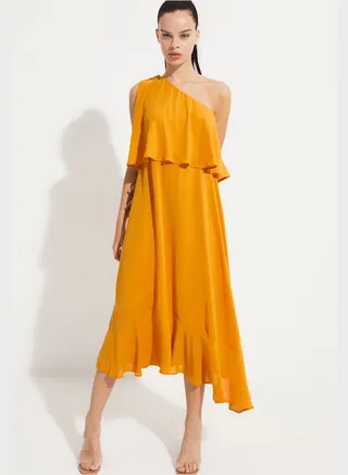One Shoulder Ruffle Detail Dress