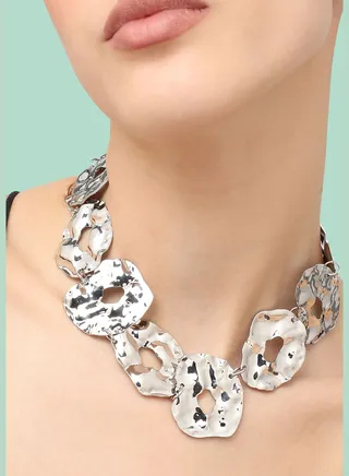 Silver Plated Party Designer Stone Statement Necklace For Women