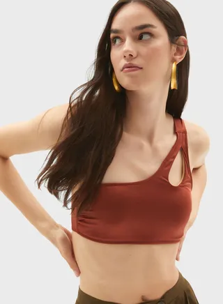 One Shoulder Cut Out Bikini Top