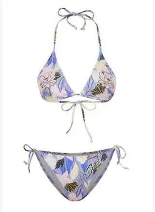 Floral Patterned Triangle Embroidered Bikini Set TBESS24BT00120