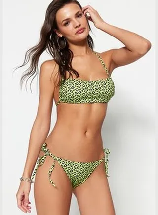 Animal Print Bikini Bottoms with Tie Regular Legs TBESS23BA00135