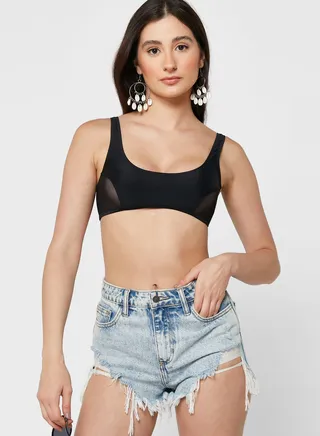 Mesh Insert Crop bikini Top
