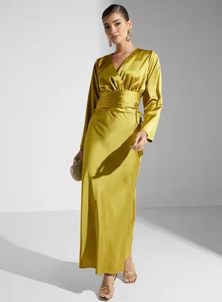 V-Neck Satin Dress