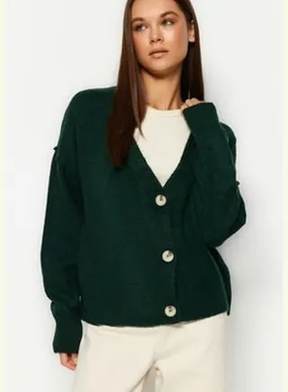 Emerald Basic Wide fit Soft Textured Knitwear Cardigan TWOAW24HI00080.