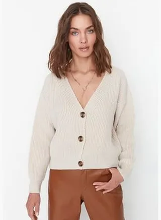 Stone Button Detailed Knitwear Cardigan