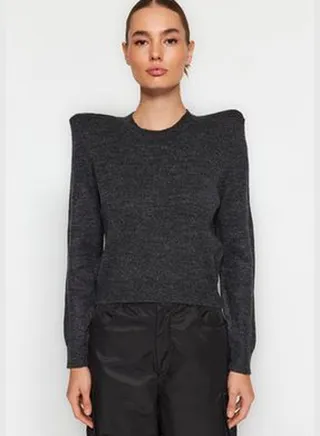 X Zeynep Tosun Anthracite Padding Detailed Jumper TPRAW23KZ00006