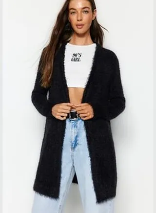 Black Feather Knitwear Cardigan TWOAW24HI00028