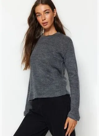 Anthracite Crew Neck Knitwear Sweater TWOAW24KZ00148