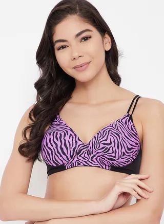Padded Non-Wired Full Cup Zebra Print T-shirt Bra