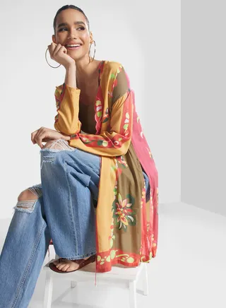 Drawstring Detail Printed Kurti