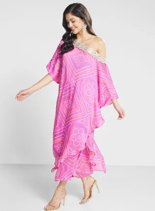 Printed Asymmetrical Top & Pant Set