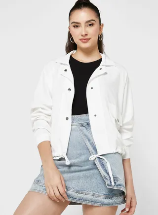 Cropped Jacket With Drawstring Waist