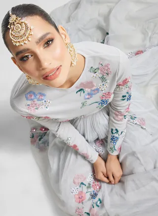 Floral Printed Embroidered Top